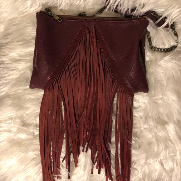 Handbags - Leather suede fringe bag